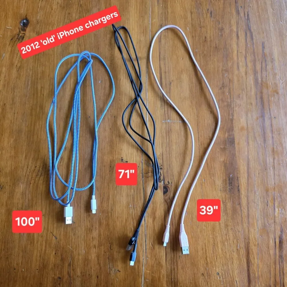 Iphone Charger Cables X3 Various Lengths, 2012 Version